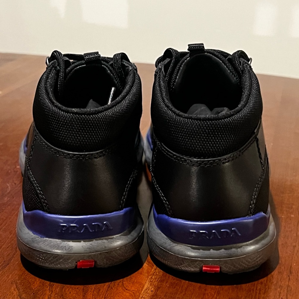 Men’s Authentic Prada Sneakers Size 8 1/2 Pull-Up 4 Nero 4E2282 Unworn Vintage - Picture 5 of 10